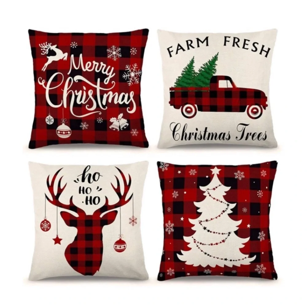 Luxury Home | Chic Rustic Farmhouse Buffalo Check Christmas Throw Pillow Covers